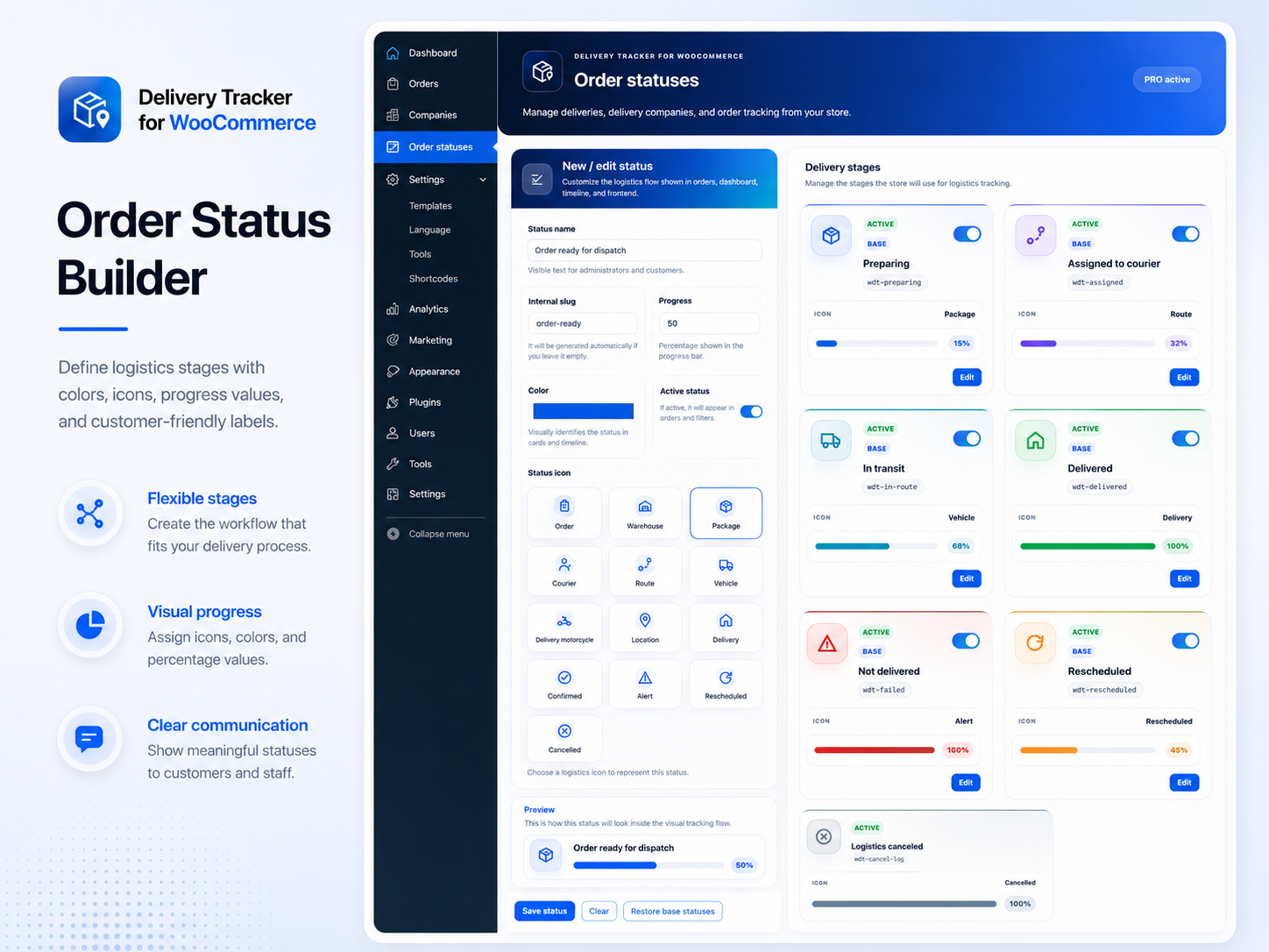 Order status builder